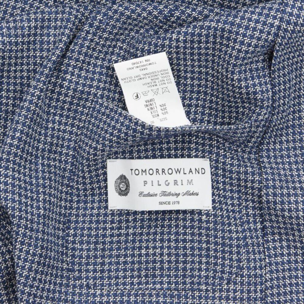 Tomorrowland blue white wool blend double button blazer jacket - Picture 9 of 9